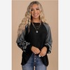 Amaryllis Women’s Mixed Stripe Long Sleeve Raglan Top With Bandana Print Puff Sleeves - 3 of 4