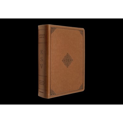 ESV Study Bible (Trutone, English Saddle, Ornament Design) - (Leather Bound)