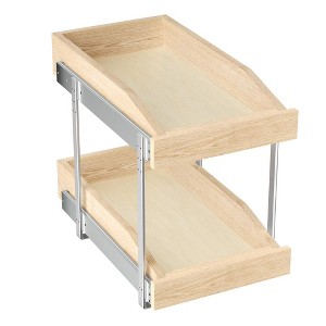 LOVMOR 2 Tier Soft Close Pull Slide Out Cabinet Organizer, Wooden Cabinet Drawer Organizer with U Bracket - 1 of 4