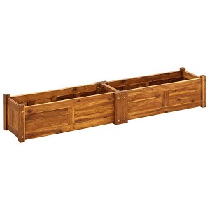 vidaXL Garden Raised Bed, Acacia Wooden Planter for Flowers and Plants, Brown - 1 of 4