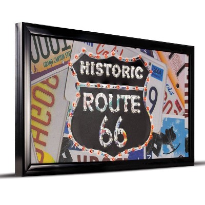 Historic Route 66 Framed LED Sign Black - Crystal Art Gallery