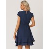 Allegra K Women's Work Ruffle Hem Cap Sleeve High Waist A-Line Layered Midi Dress - 4 of 4