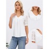 INSPIRE CHIC Women's Lace Short Sleeve V Neck Front Pleat Cutout Dressy Casual Blouses - 2 of 4