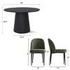 5-Piece Modern Black Dining Table Set, 46" Round Pedestal Table and 4 Upholstered Linen Chairs for Kitchen or Small Spaces-Maison Boucle - 4 of 4
