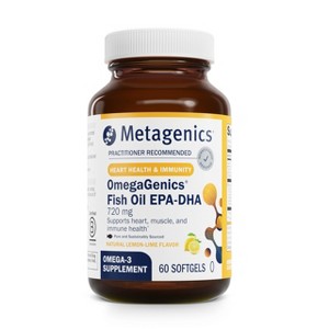 Metagenics OmegaGenics Fish Oil 720mg, High Potency Omega-3 EPA & DHA, Heart, Musculoskeletal & Immune Health Support, 60 Softgels - 1 of 4