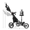 Costway Folding 3 Wheels Golf Push Cart W/Seat Scoreboard Adjustable Handle Red\Blue\Grey\Green - 3 of 4