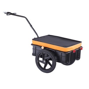 VEVOR Bike Cargo Trailer, 88 lbs Capacity Foldable Wagon Cart with Universal Hitch, Waterproof Cover,16" Wheels & Reflectors, Fits 24"-28" Bikes,Black - 1 of 4