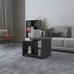 Vynxaria Natural Oak Coffee Table with Open Storage - Modern Geometric Design - 1 of 4
