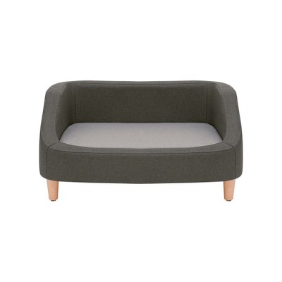 Gray Linen Elevated Pet Sofa with Washable Cushion
