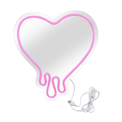 New View Dripping Heart Light Up Neon Wall Mirror
