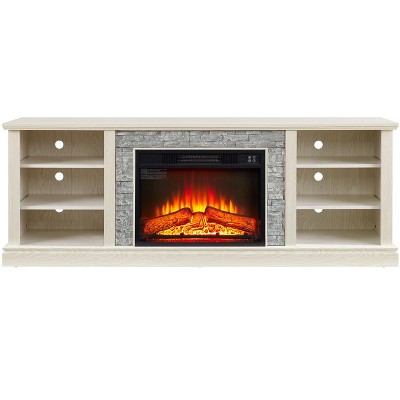 NicBex 70.12 Inch Fireplace TV Stand for TVs Up to 70",Media Entertainment Center with 18"Fireplace Insert,White