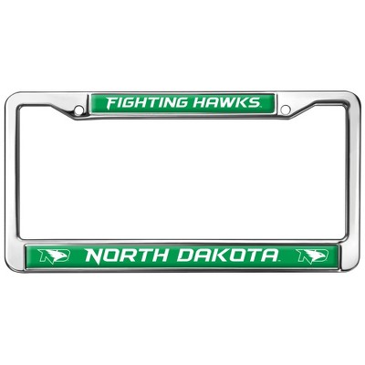 U of North Dakota Fighting Hawks Logo Full Size Standard License Plate Metal Frame