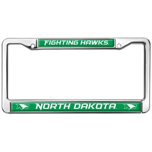 U of North Dakota Fighting Hawks Logo Full Size Standard License Plate Metal Frame - 1 of 4