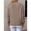 Coolmee Women's Sweaters Casual Long Sleeve V Neck Lightweight Crochet Pullover Sweater Tops - 3 of 4