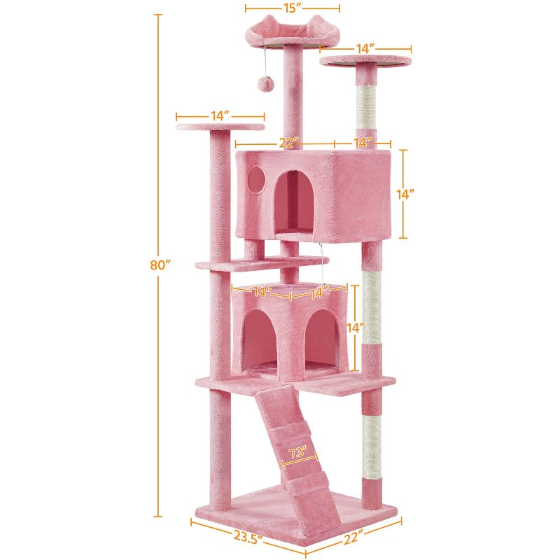 Yaheetech 80inch Multilevel Cat Tree Condo Cat Tower, 3 of 9