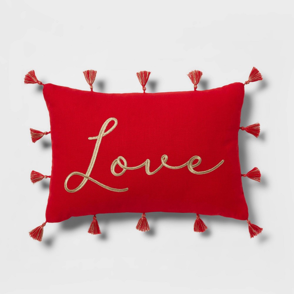 'Love' Lumbar Throw Pillow Red - Threshold