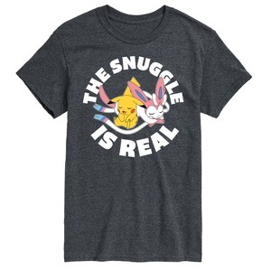 Men's - Pokémon - The Snuggle Is Real Pikachu and Sylveon -Men's Short Sleeve Graphic T-Shirt Short Sleeve Graphic T-Shirt - 1 of 3