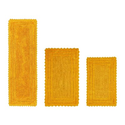 Lilly Crochet Collection 100% Cotton Tufted Reversible 3-Piece Bath Rug Set – Super Absorbent, Machine Washable Bathroom Mats with Crochet Pattern