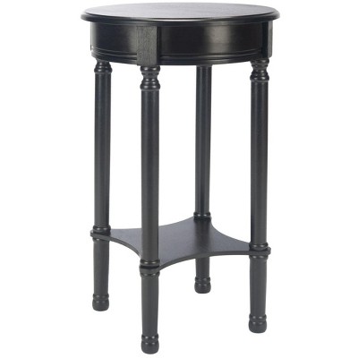 Elegant Turned Leg Round Wood Accent Table in Sleek Black