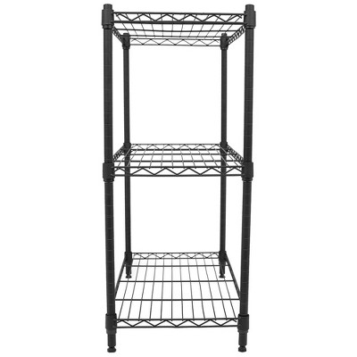 Black Adjustable 3-Tier Wire Utility Shelving Unit