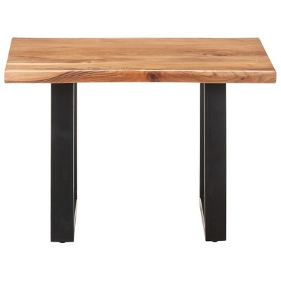 vidaXL Coffee Table Brown, Black Solid Acacia Wood, Powder-Coated Iron