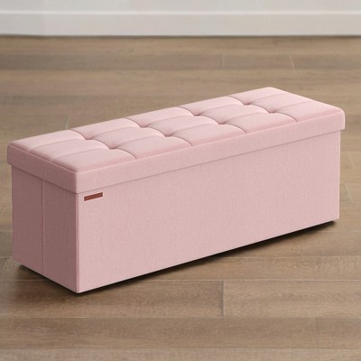43" Folding Storage Ottoman Bench, Ottoman with Storage, End of Bed Bench, Storage Chest, Foot Rest Stool, Padded Seat, Hold up to 660lbs