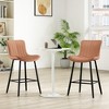 QingMoon Modern Bar Stools Set of 2, Faux Leather Barstools, Counter Height Bar Chairs with Metal Legs for Kitchen Islands, Pub - 2 of 4