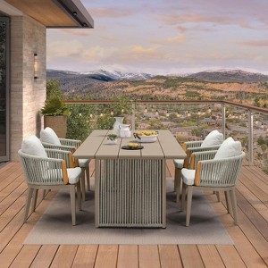 PURPLE LEAF Outdoor Dining Set  Aluminum Outdoor Patio Table and Chairs Set - 1 of 4