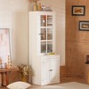 Ridstar 23.65 in. W Freestanding Pantry Cabinet with Glass Door, Storage & Lattice Window For Hallways, Kitchen & Office-White - 2 of 4