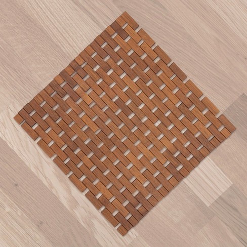 Evideco French Home Goods Square Natural Bamboo Bathroom Mat - Non Slip ...