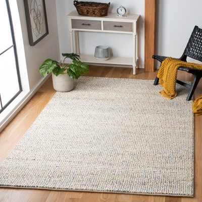 Vermont Hand-Knotted Blue Wool Area Rug, 6' x 9'