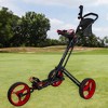 Northlight 48" Black and Red Easy Folding 3 Wheel Golf Bag Push Cart - image 2 of 4