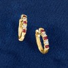 Ross-Simons 0.10 ct. t.w. Ruby and .10 ct. t.w. Diamond Huggie Hoop Earrings in 14kt Yellow Gold - 3 of 4