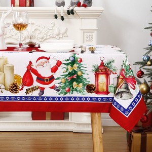 Christmas Tablecloth Farmhouse Xmas Santa Claus Table Covers for Kitchen Dining Room Banquet Party - 1 of 4