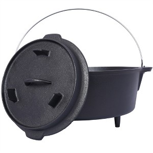 XINGHANZHENXUAN 4.5 Quart Outdoor Fireplaces, Pre-Seasoned Cast Iron with Skillet Lid for Campfire, BBQ & Outdoor Cooking - 1 of 4