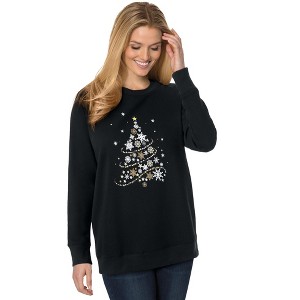 Woman Within Fleece Holiday Sweatshirt - 1 of 4