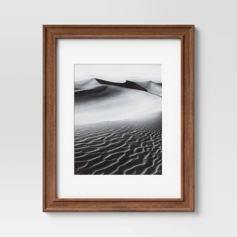 Photos - Photo Frame / Album 11" x 14" Matted to 8" x 10" Wood Wall Frame Midtone Woodgrain - Threshold
