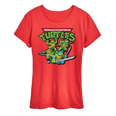 Women's - Teenage Mutant Ninja Turtles - Gaming Group And Logo Short Sleeve Graphic T-Shirt