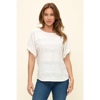 WEST K Women's Cora Dolman Sleeve Crochet-Inspired Blouse