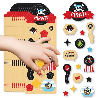 Big Dot of Happiness Pirate Ship Adventures - Skull Birthday Party Favor Kids Stickers - 16 Sheets - 256 Stickers