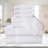 100% Cotton Medium Weight Floral Border Bathroom Towel Set by Blue Nile Mills - 2 of 4