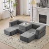 Lyngins Convertible Sectional Sofa with 3 Footrests, Ultra-Soft Chenille Fabric Floor Sofa Bed, Multi-Use Couch for Living Room, Dorms, Apartments - 2 of 4