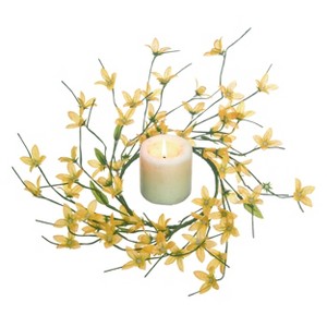 Transpac Fabric/Canvas 10 in. Spring Forsythia Candle Ring - 1 of 2