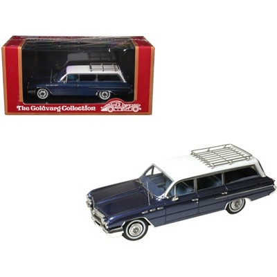 1962 Buick Invicta Station Wagon Cadet Blue Metallic with White Top and Blue Interior 1/43 Model car by Goldvarg Collection