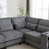 102.75" L-Shaped Modular Corduroy Sectional Sofa, 5-Seater, Storage & Cup Holders - 3 of 4