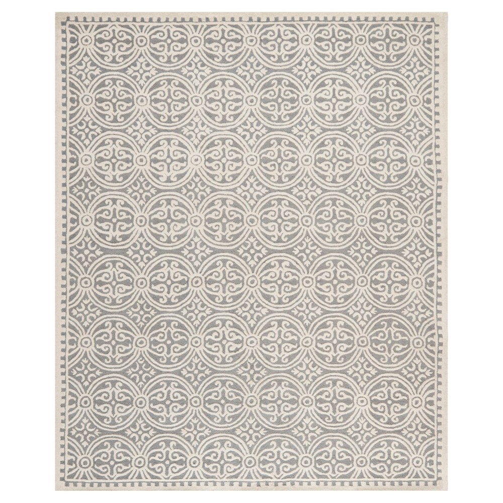 10'x14' Geometric Tufted Area Rug Silver/Ivory - Safavieh