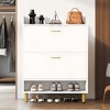 UbMelt 35.43"Shoe Cabinet with 2 Fold-Out Doors and Bottom Shelf,Wooden Shoe Cabinet with Metal Legs for Entryway - 2 of 4
