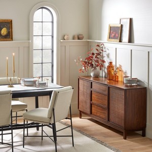 Fabric & Metal Armless Dining Chair - Cream/Black - Hearth & Hand™ with Magnolia - 1 of 4