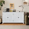 60" Accent Sideboard Cabinet with Carved Floral Doors,Rustic White Buffet Storage Console for Dining Room or Living Room-Baofuwish - 2 of 4