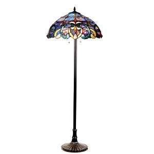 HomeStock Nora Tiffany Style Victorian 2 Light Floor Lamp 18" Shade - 1 of 4